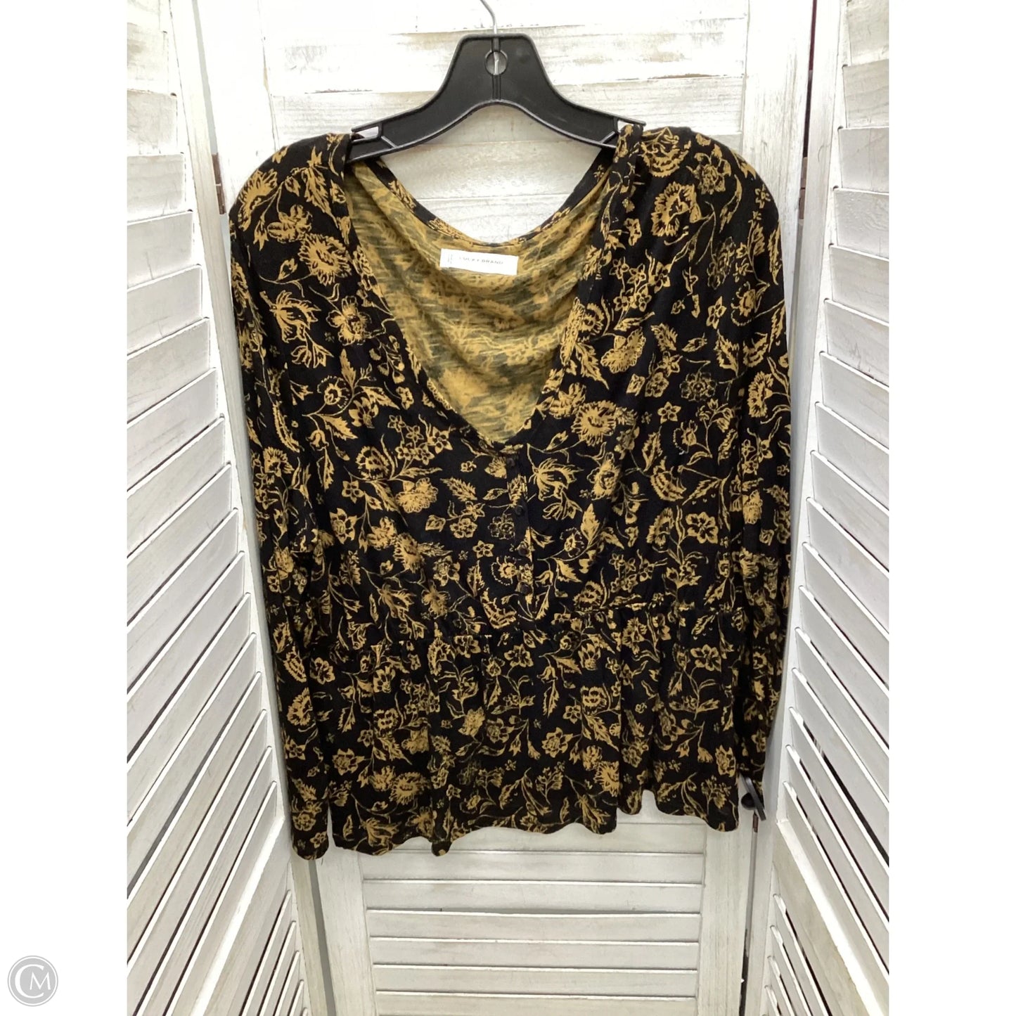 Top Long Sleeve By Lucky Brand In Black & Tan, Size: L