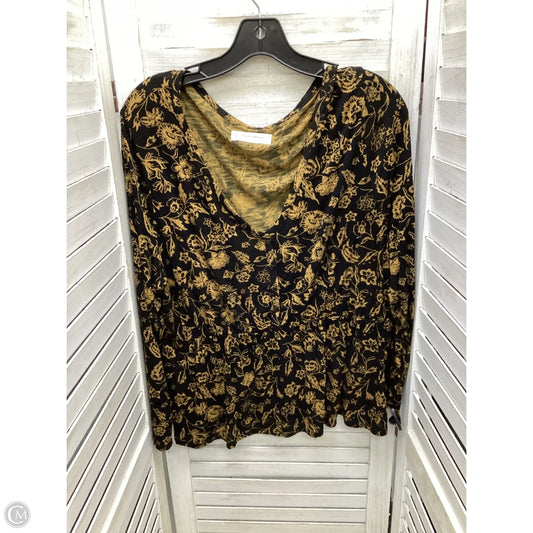 Top Long Sleeve By Lucky Brand In Black & Tan, Size: L
