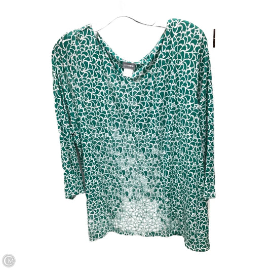 Top Long Sleeve By Chicos In Green & White, Size: Xl