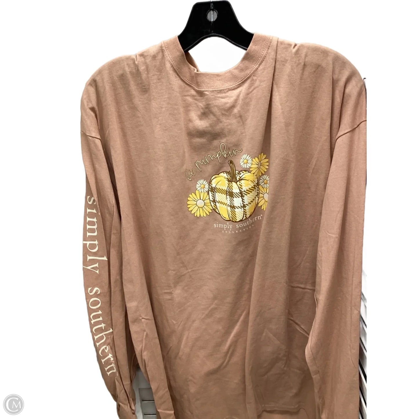 Top Long Sleeve By Simply Southern In Peach, Size: Xxl