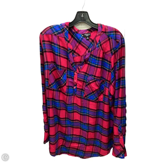 Top Long Sleeve By Torrid In Plaid Pattern, Size: 3x