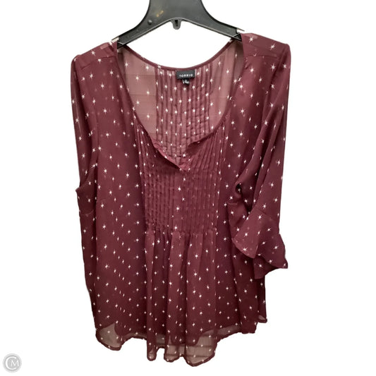 Top 3/4 Sleeve By Torrid In Maroon, Size: 2x