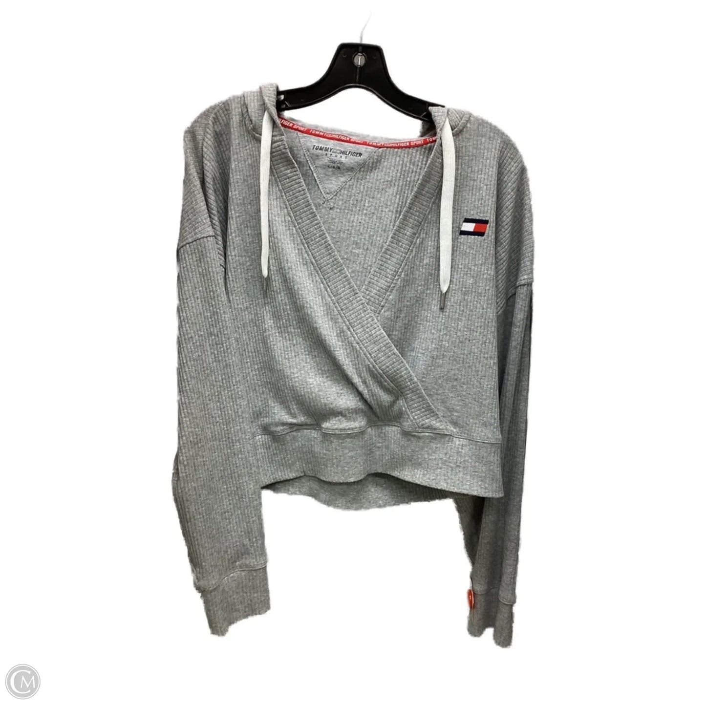 Athletic Sweatshirt Hoodie By Tommy Hilfiger In Grey, Size: L