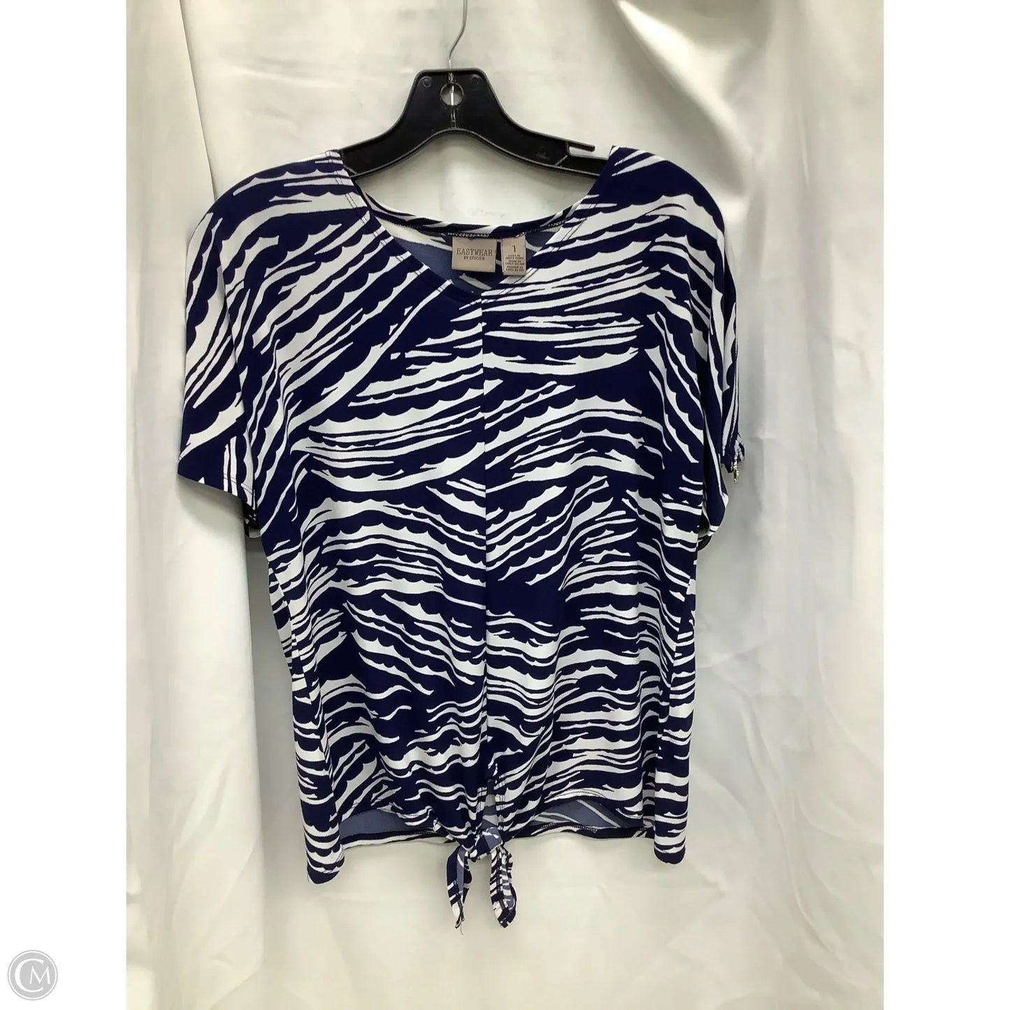 Top Sleeveless By Chicos In Blue & White, Size: L