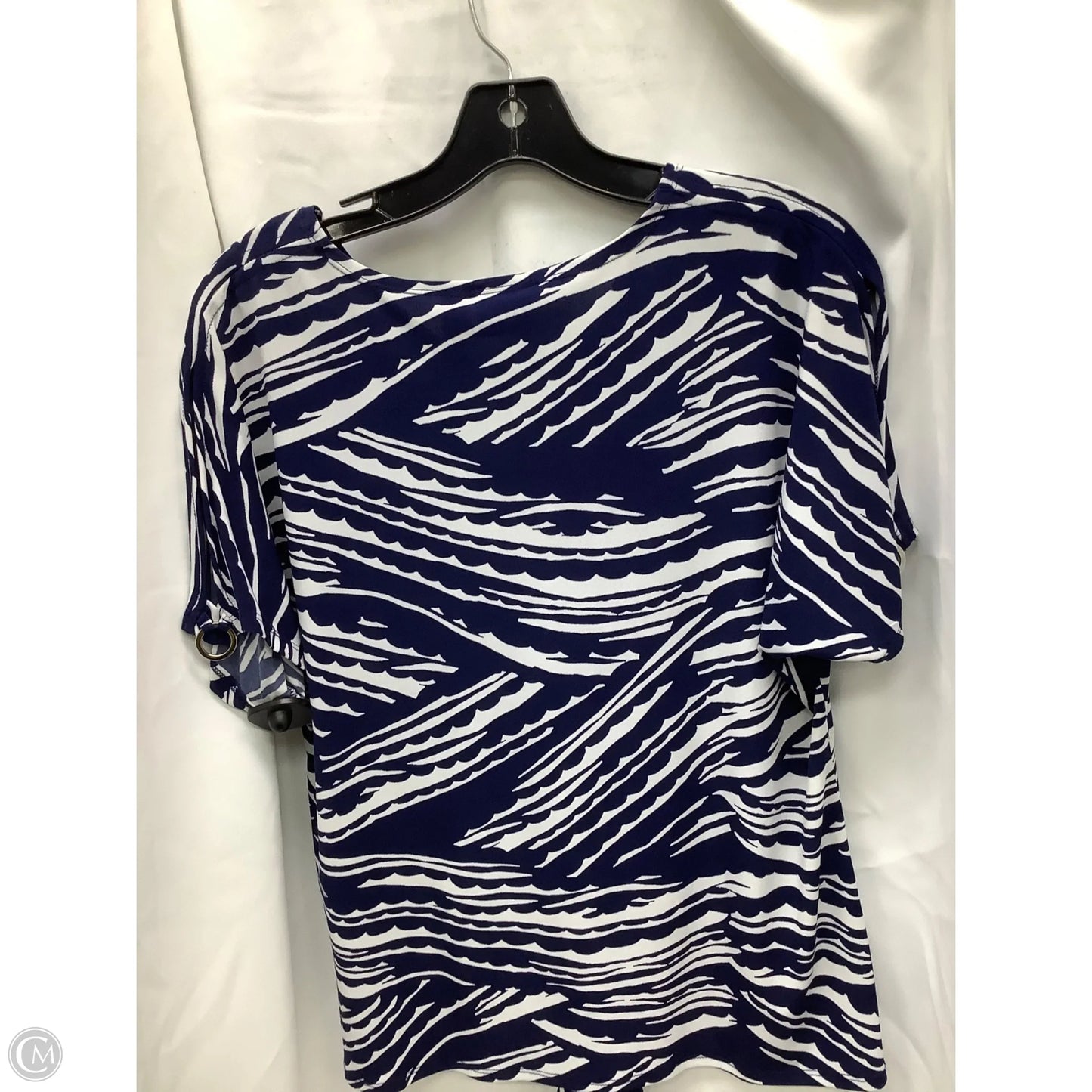 Top Sleeveless By Chicos In Blue & White, Size: L