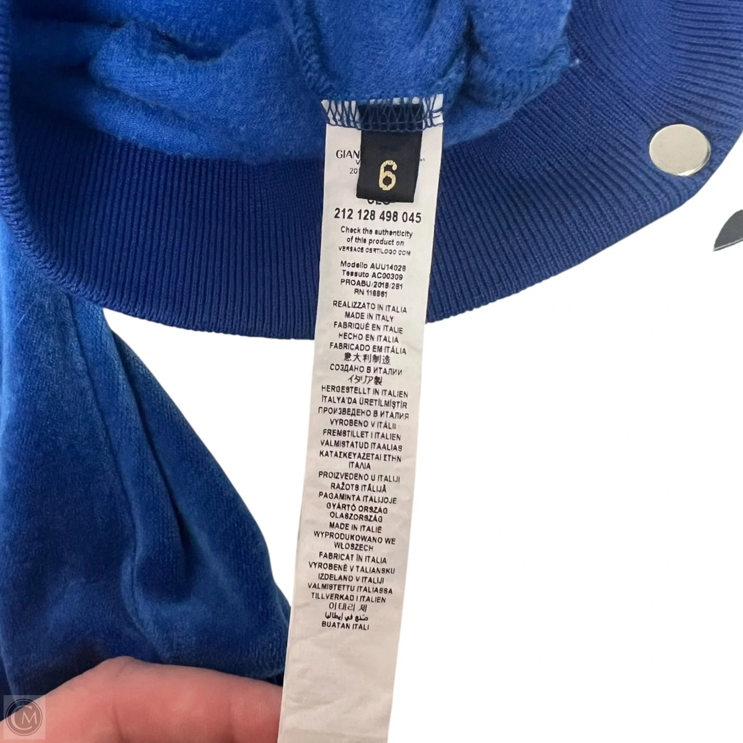 Sweatshirt Luxury Designer By Versace In Blue, Size: S