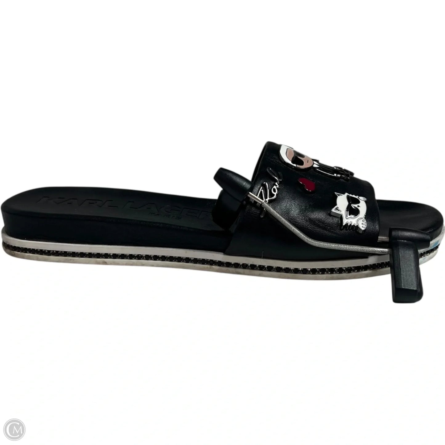 Sandals Designer By Karl Lagerfeld In Black, Size: 10