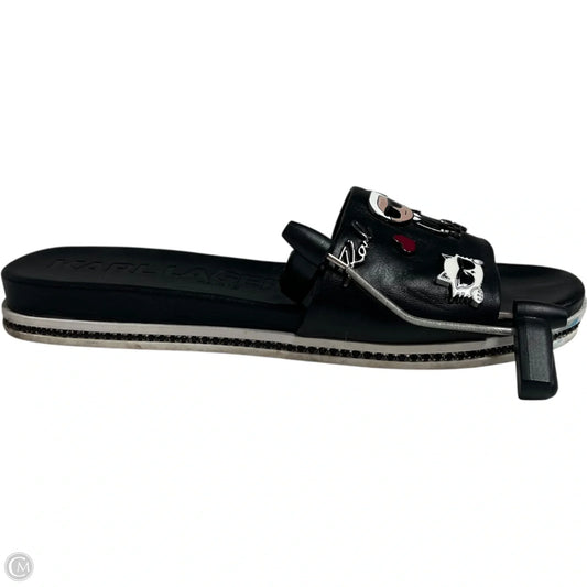 Sandals Designer By Karl Lagerfeld In Black, Size: 10