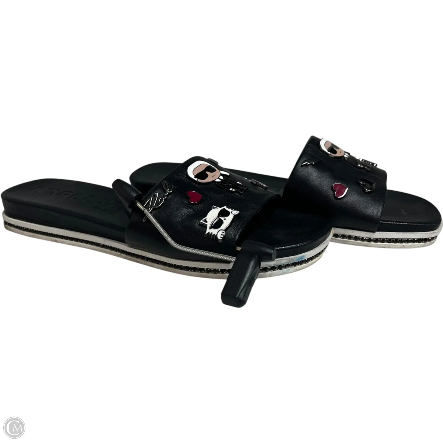 Sandals Designer By Karl Lagerfeld In Black, Size: 10