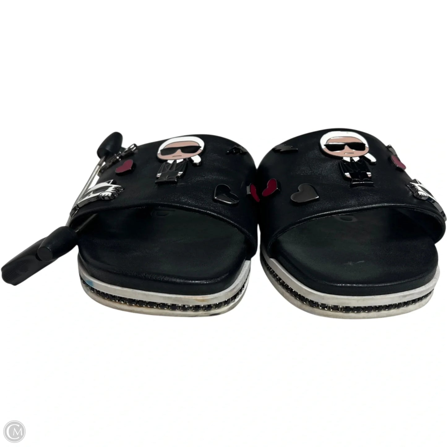 Sandals Designer By Karl Lagerfeld In Black, Size: 10