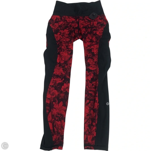 Athletic Leggings By Lululemon In Black & Red, Size: S