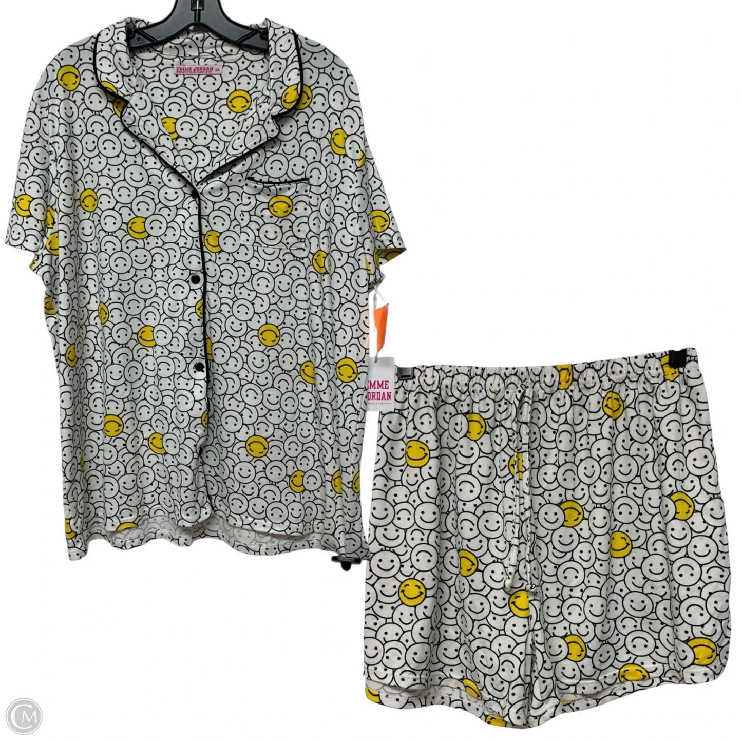 Lounge Set Shorts By Emme Jordan In White & Yellow, Size: 3x