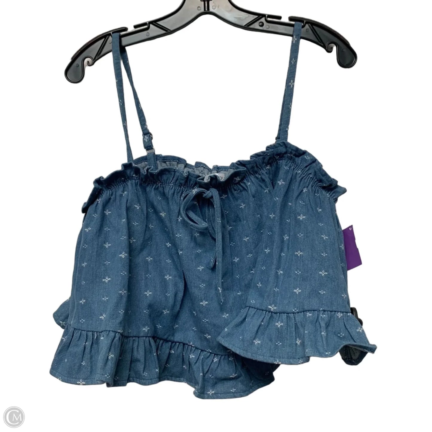 Top Sleeveless By Vestique In Blue Denim, Size: L