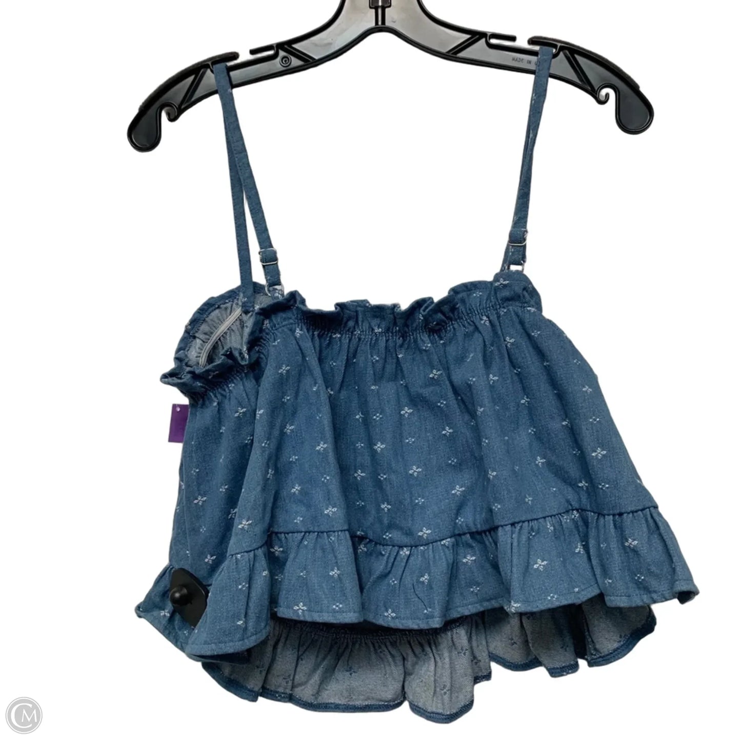 Top Sleeveless By Vestique In Blue Denim, Size: L