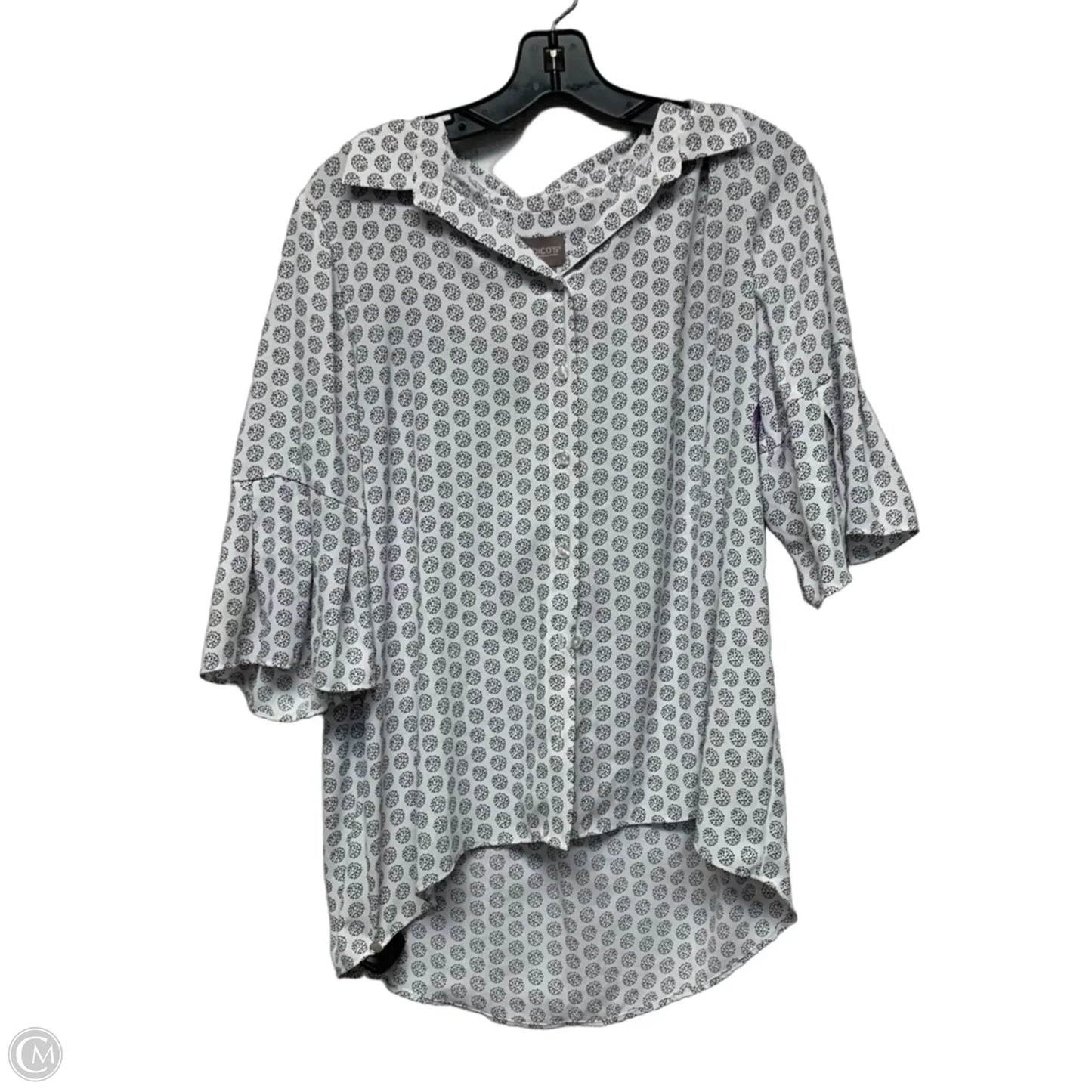 Blouse 3/4 Sleeve By Chicos In Black & White, Size: M