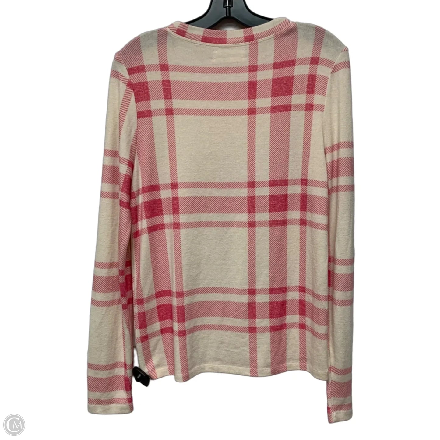 Top Long Sleeve By Anthropologie In Pink & White, Size: S
