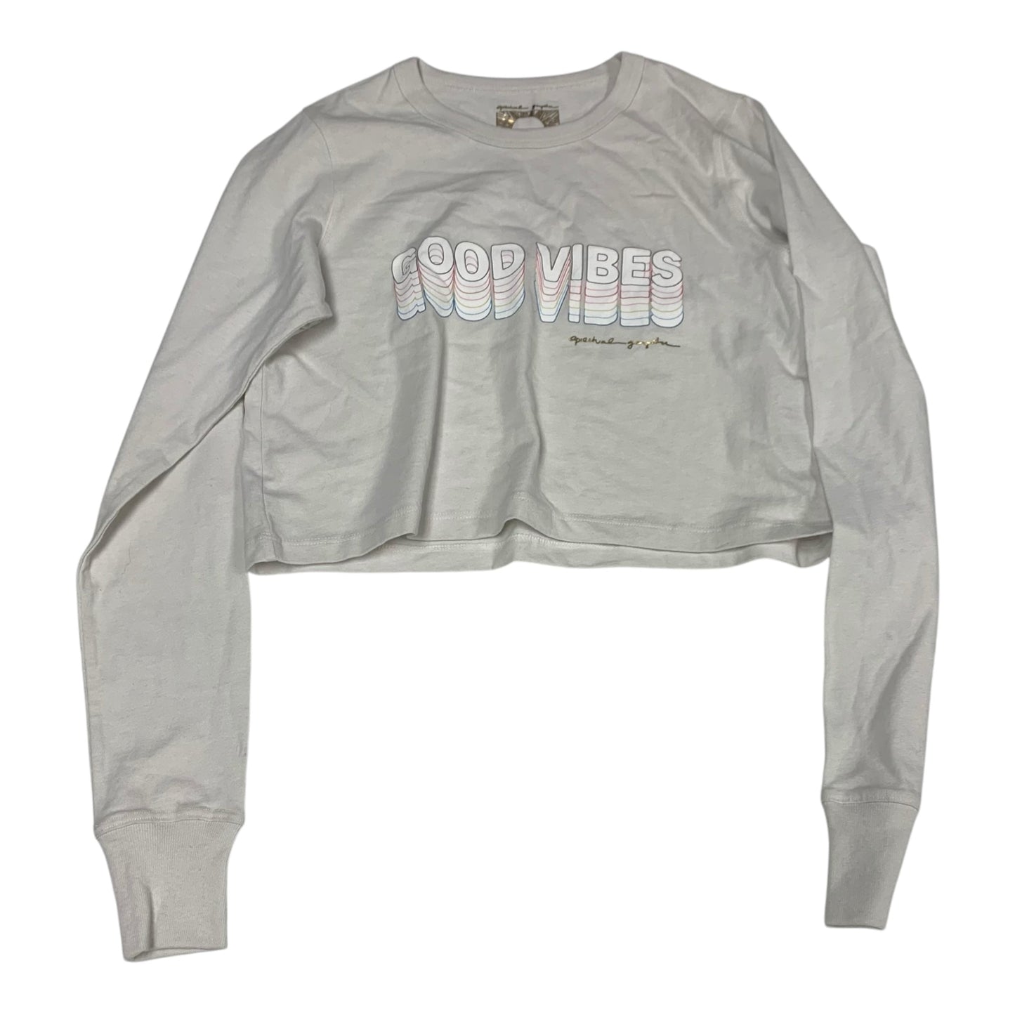 Top Long Sleeve By May All Being Be Happy and Free In White, Size: Xs