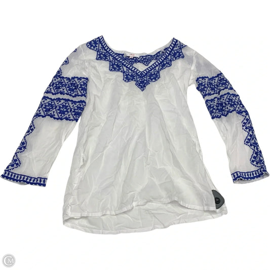 Tunic Long Sleeve By Cma In Blue & White, Size: S