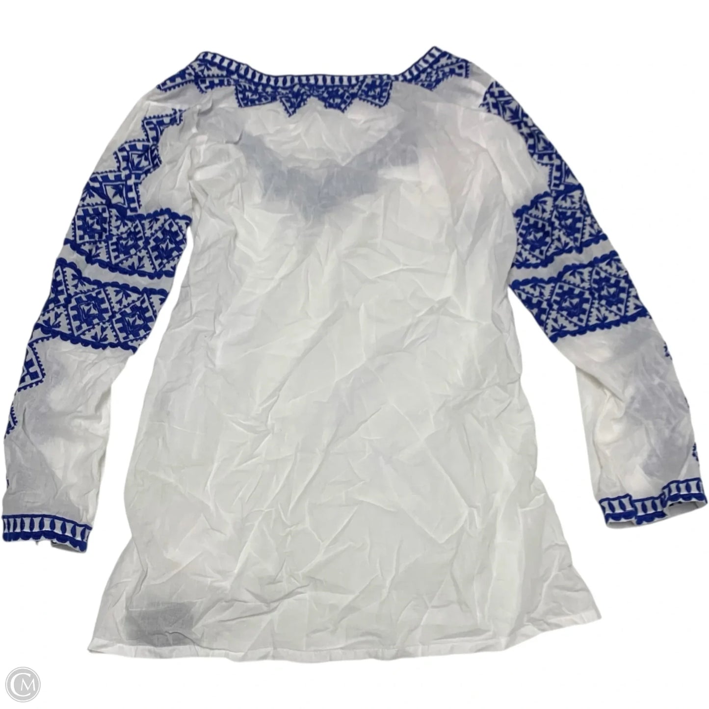 Tunic Long Sleeve By Cma In Blue & White, Size: S