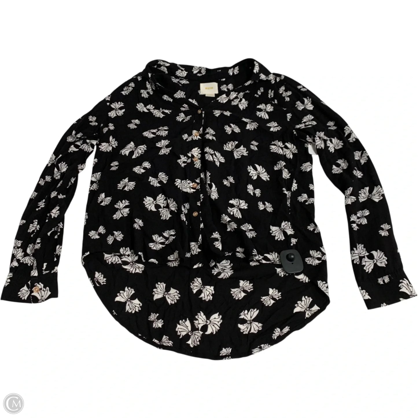 Top Long Sleeve By Maeve In Black & White, Size: M