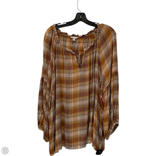 Top Long Sleeve By Cato In Brown, Size: 3x