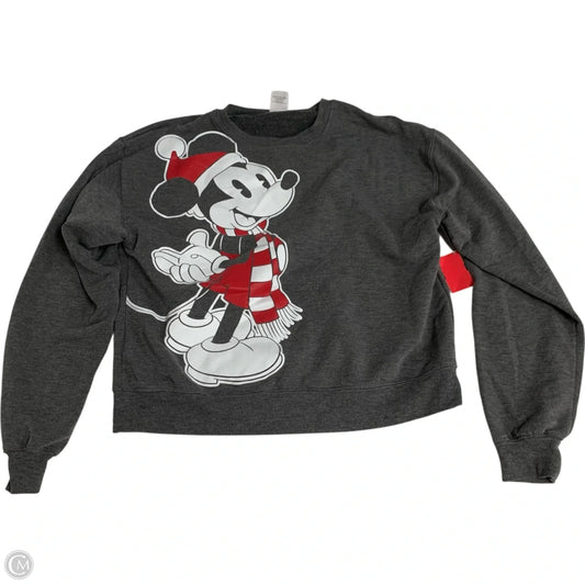 Sweatshirt Crewneck By Disney In Grey, Size: S