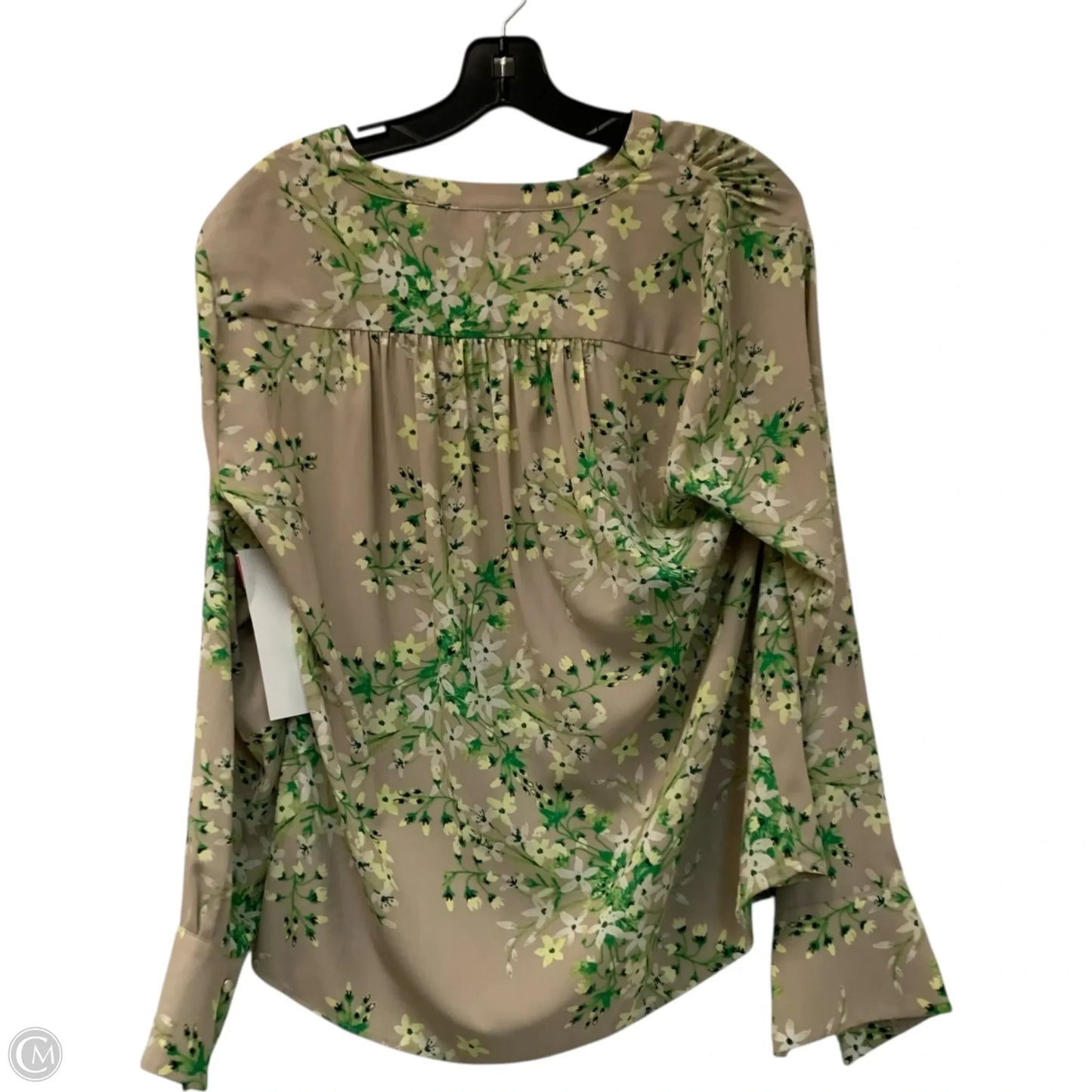 Blouse Long Sleeve By Calvin Klein In Green & Grey, Size: Xlp