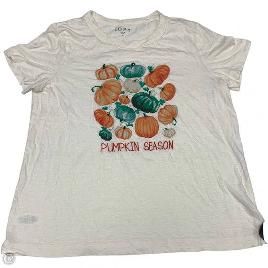 Top Short Sleeve By Loft In Cream, Size: L