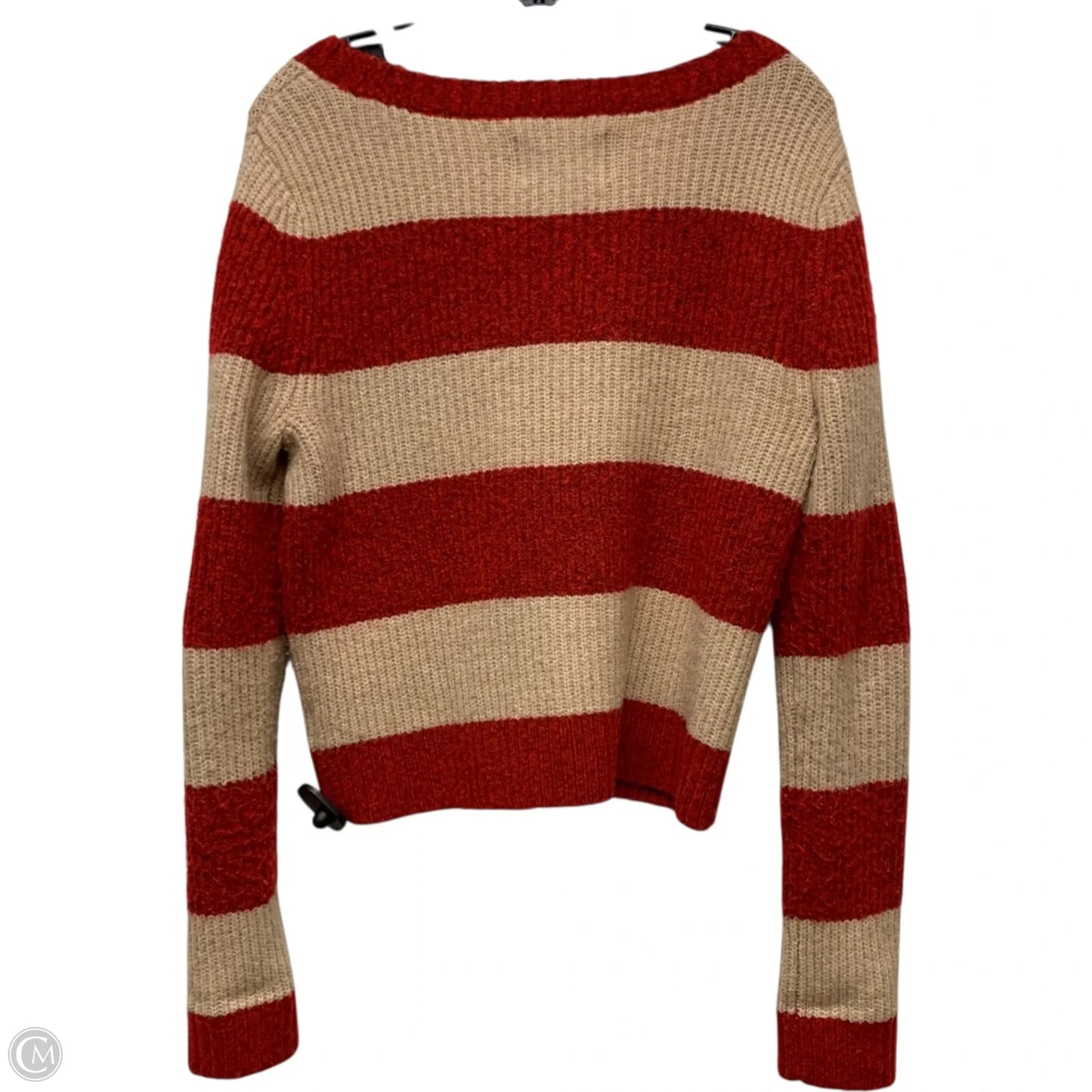 Sweater Cardigan By American Eagle In Red & Tan, Size: M