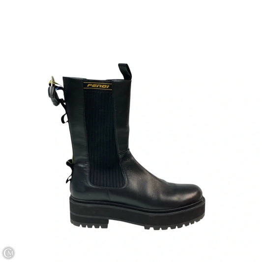 Boots Luxury Designer By Fendi In Black, Size: 11