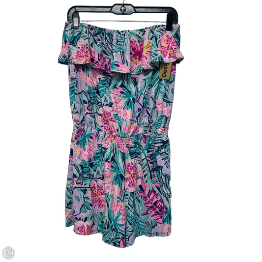 Romper Designer By Lilly Pulitzer In Green & Purple, Size: M