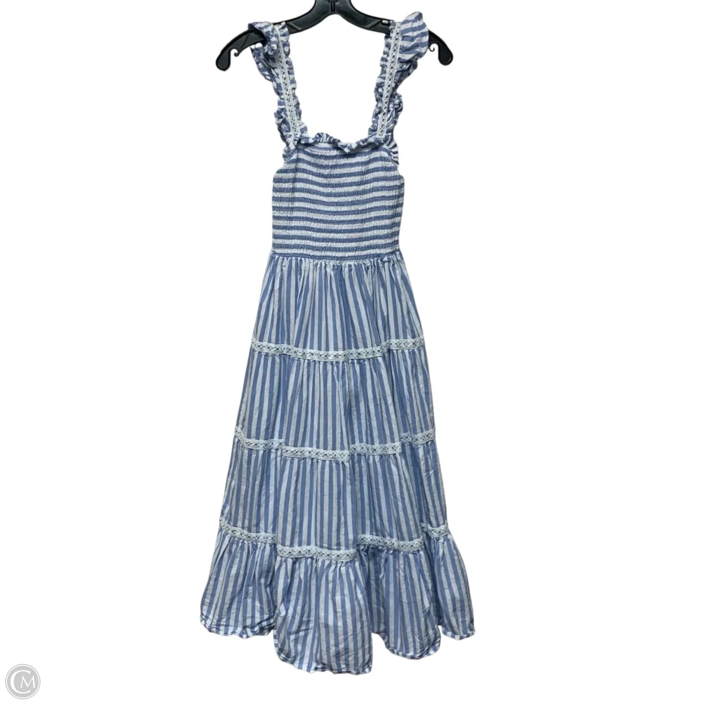 Dress Casual Midi By Flying Tomato In Blue & White, Size: M