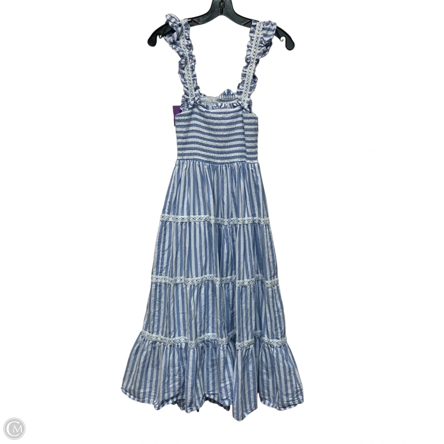 Dress Casual Midi By Flying Tomato In Blue & White, Size: M