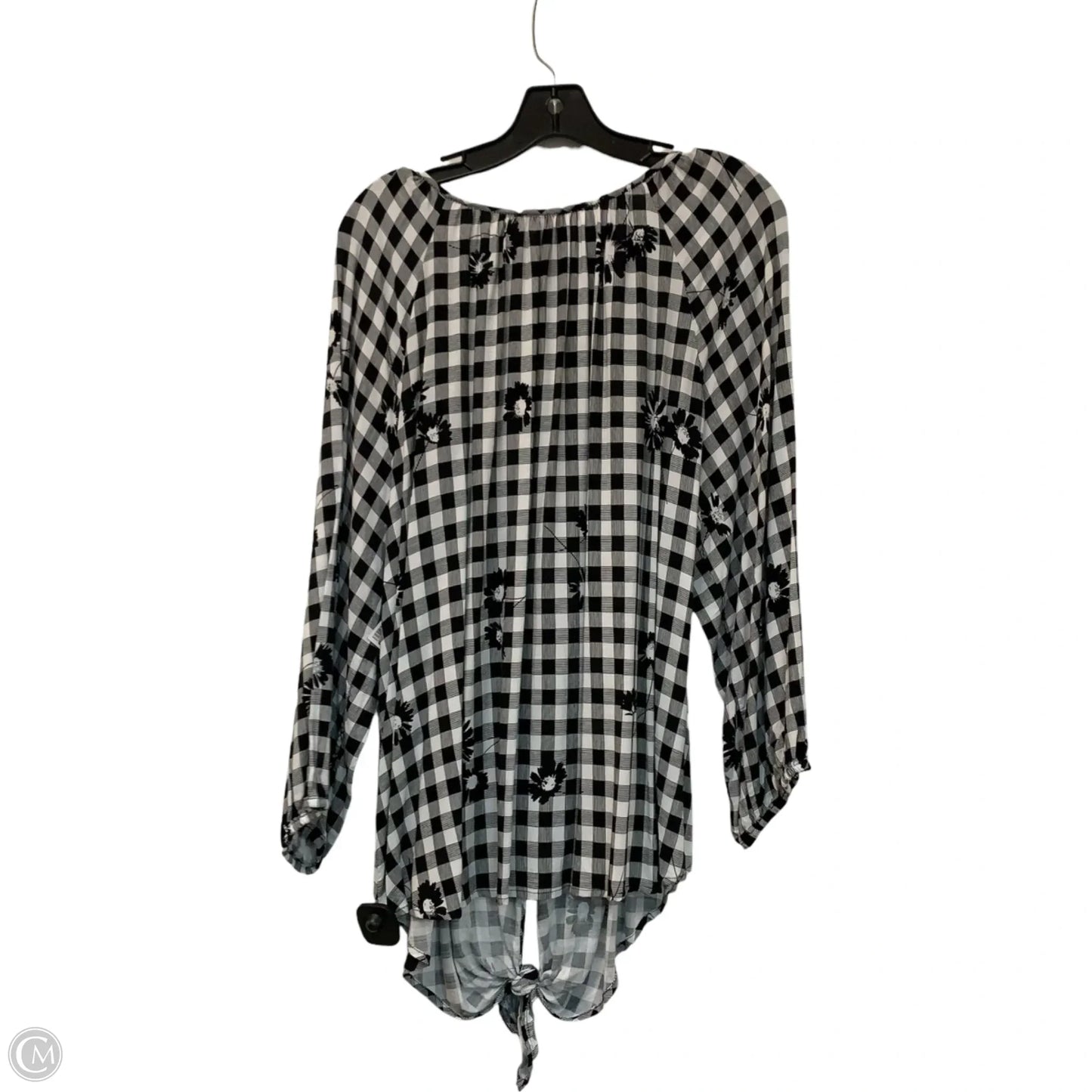 Top Long Sleeve By Allison Daley In Black & White, Size: 1x