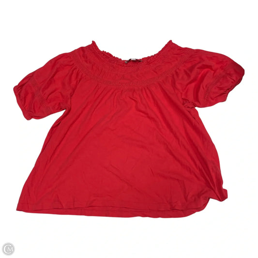 Top Short Sleeve By Loft In Red, Size: L