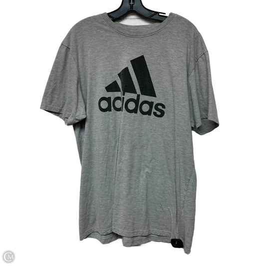 Athletic Top Short Sleeve By Adidas In Grey, Size: 2x