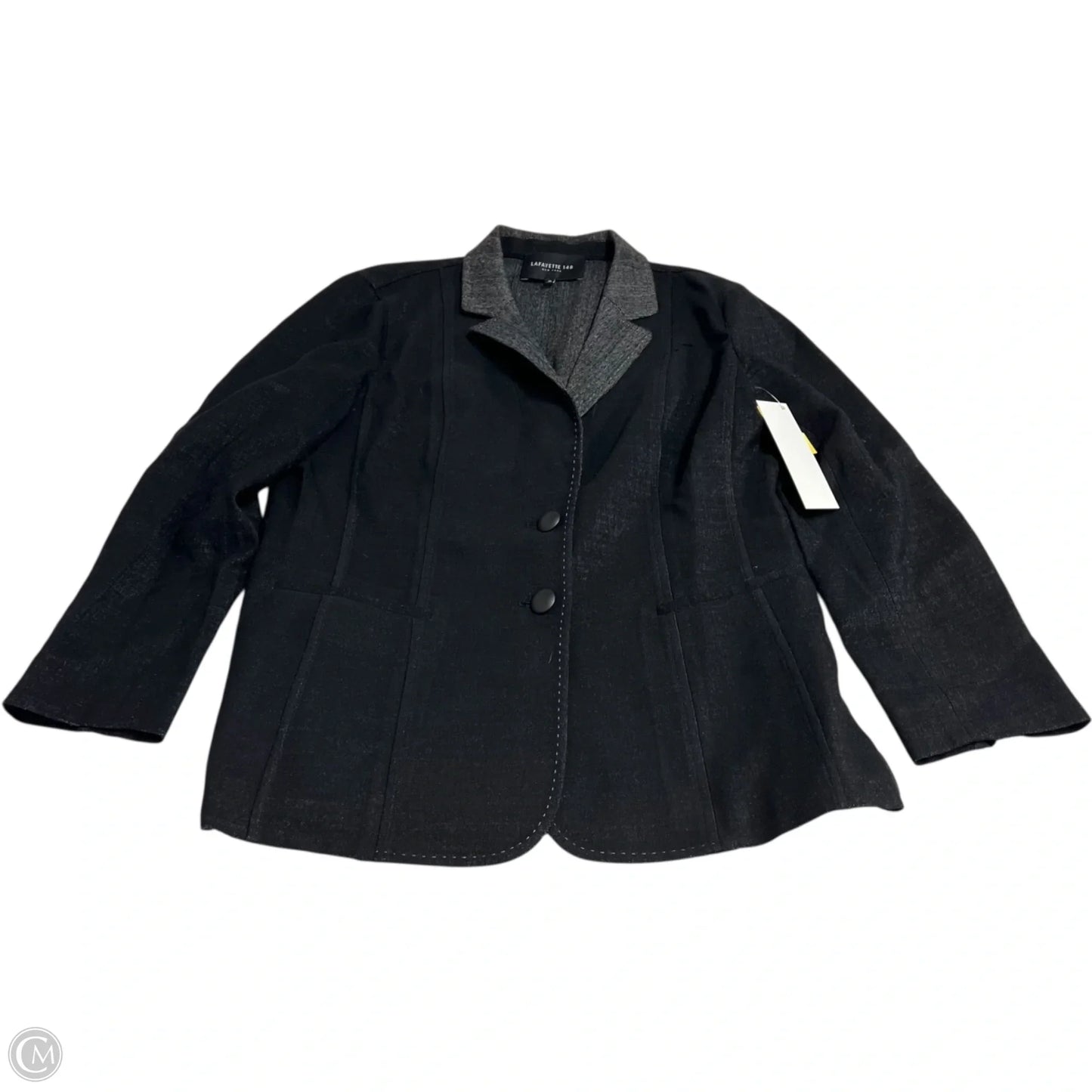 Blazer Designer By Lafayette 148 In Black & Grey, Size: M