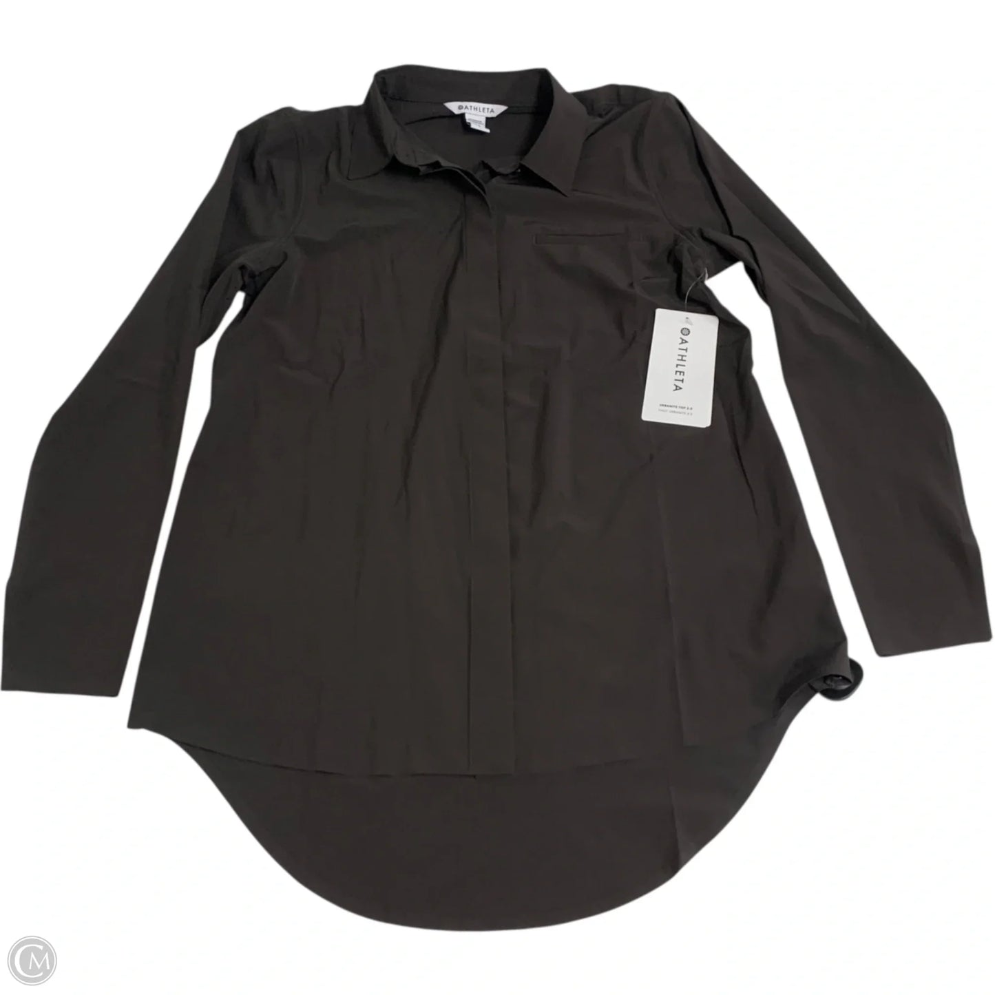 Athletic Top Long Sleeve Collar By Athleta In Brown, Size: S
