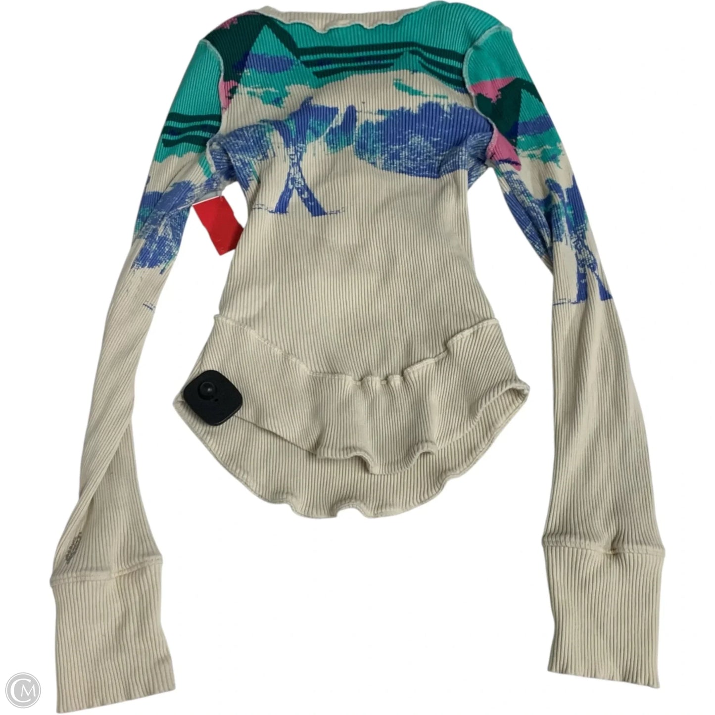 Top Long Sleeve By Free People In Blue & Cream, Size: S