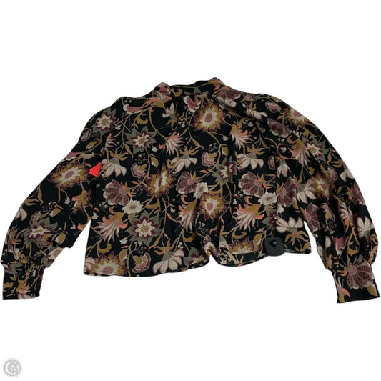 Blouse Long Sleeve By Evereve In Black & Tan, Size: M