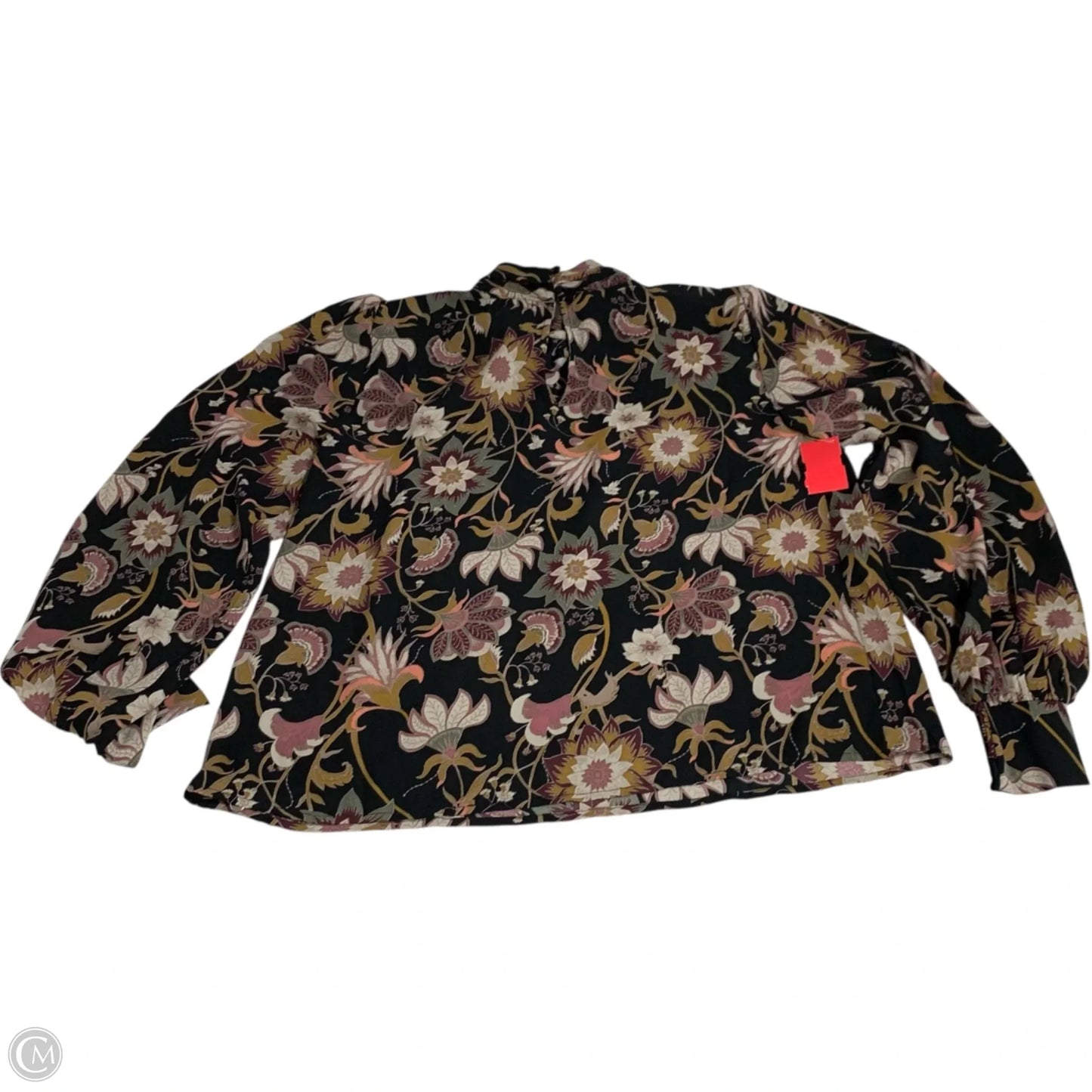 Blouse Long Sleeve By Evereve In Black & Tan, Size: M