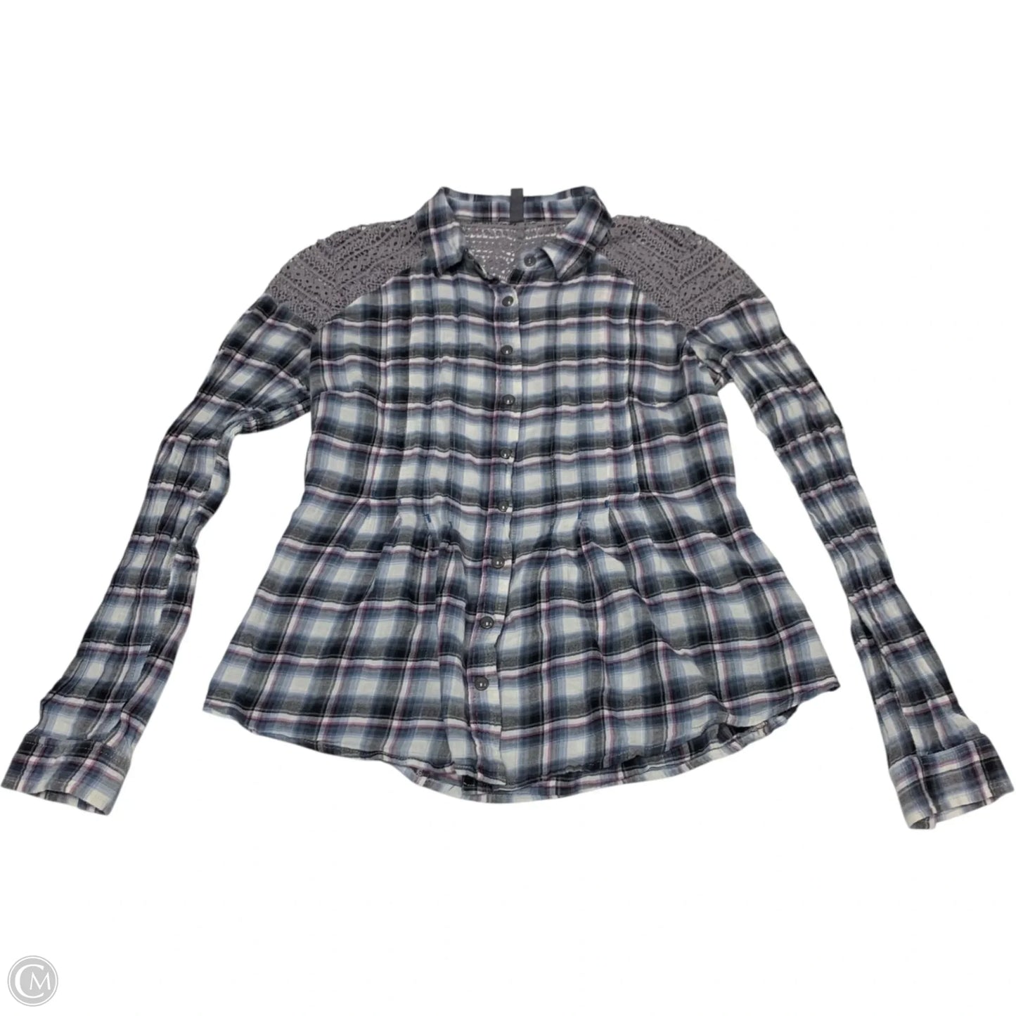Top Long Sleeve By Free People In Plaid Pattern, Size: Xs