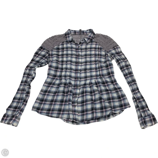 Top Long Sleeve By Free People In Plaid Pattern, Size: Xs