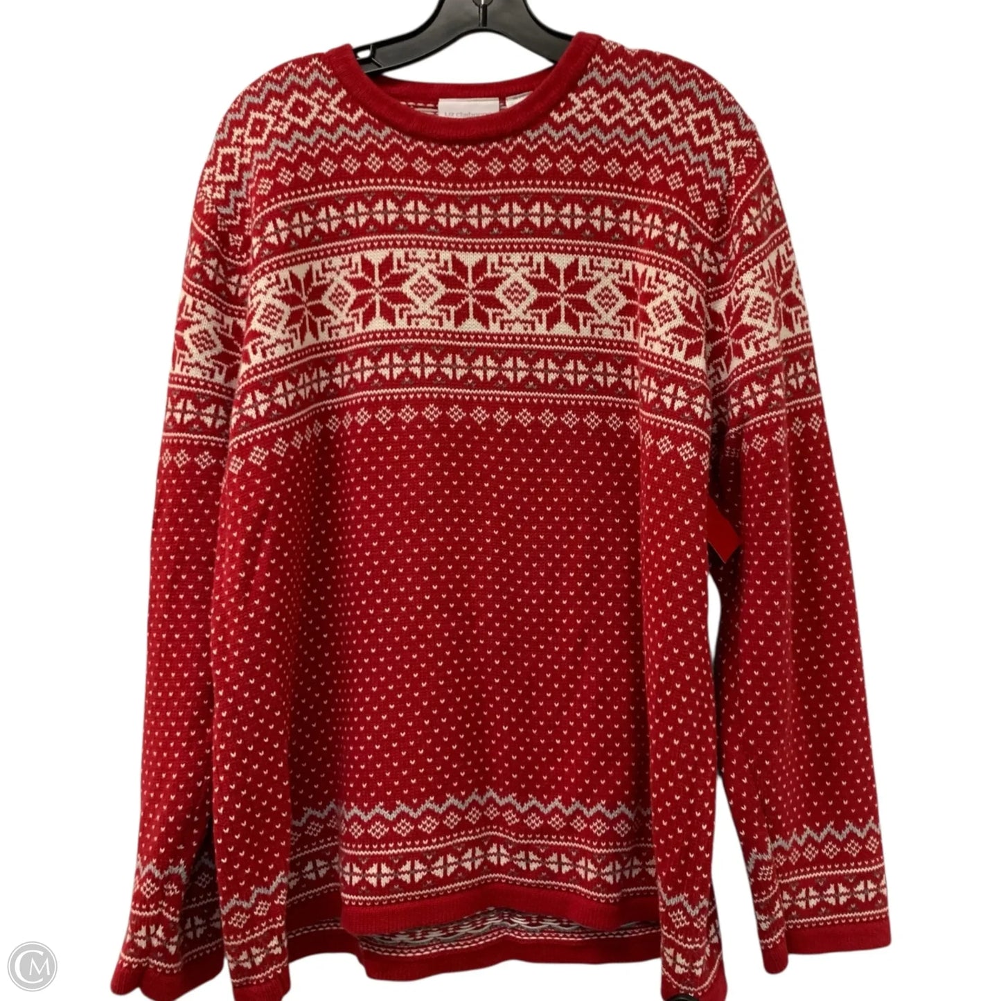 Sweater By Liz Claiborne In Red & White, Size: Xl