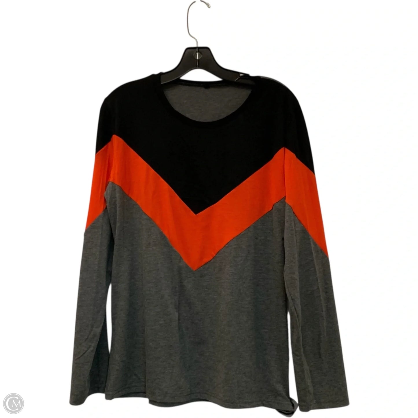 Top Long Sleeve In Grey & Orange, Size: 1x