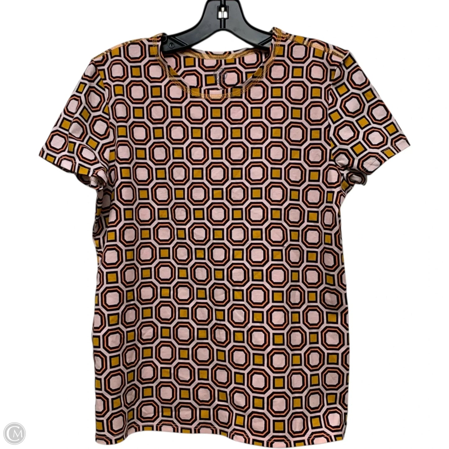 Top Short Sleeve Designer By Tory Burch In Pink & Yellow, Size: S