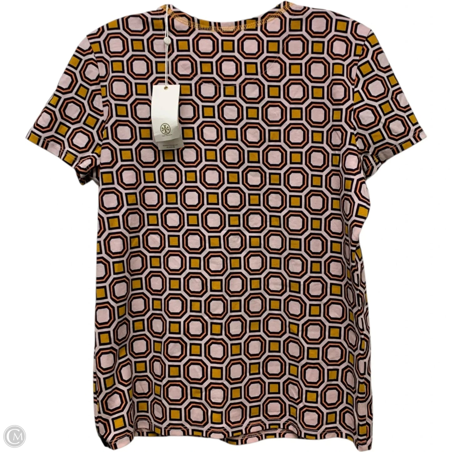 Top Short Sleeve Designer By Tory Burch In Pink & Yellow, Size: S