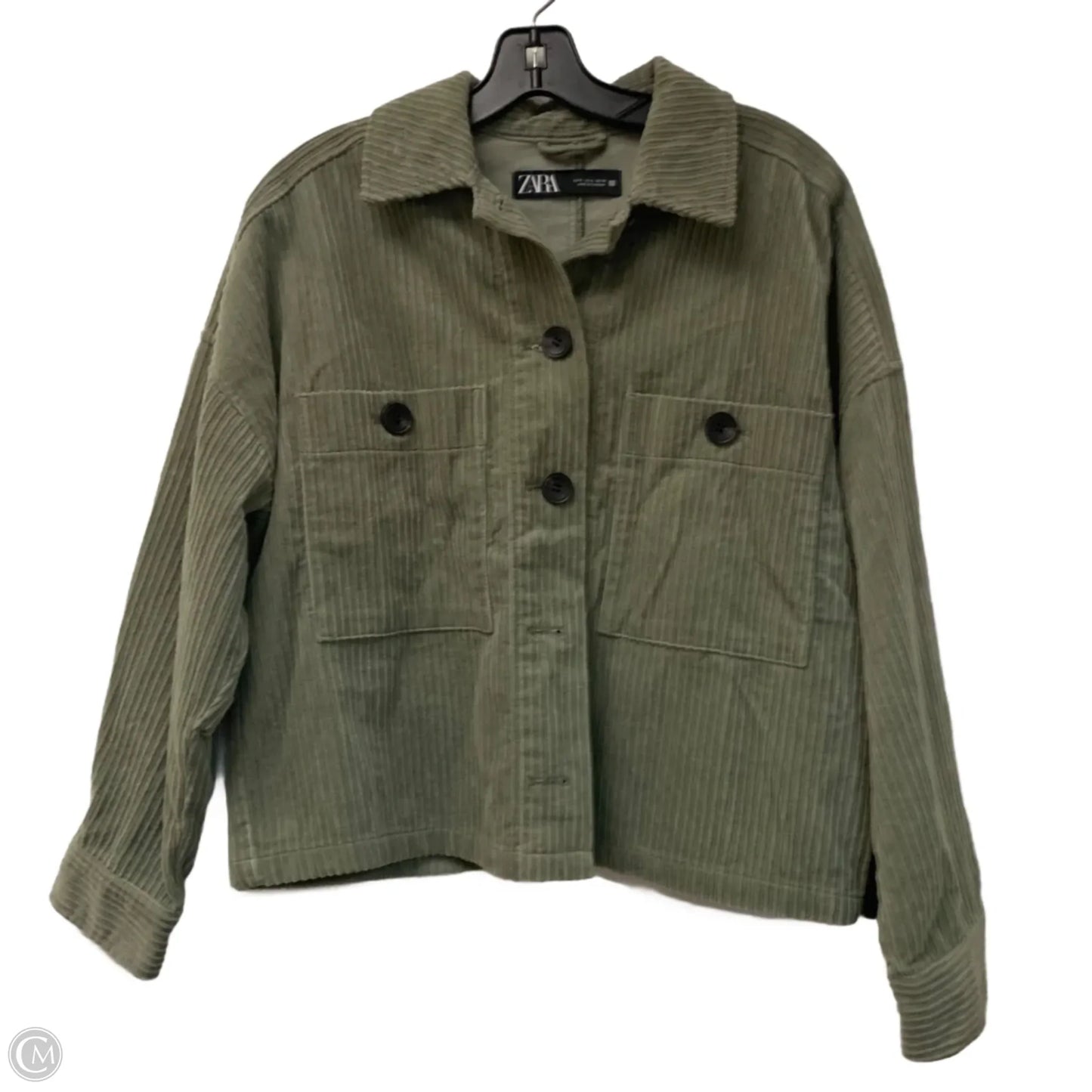 Jacket Shirt By Zara In Green, Size: S
