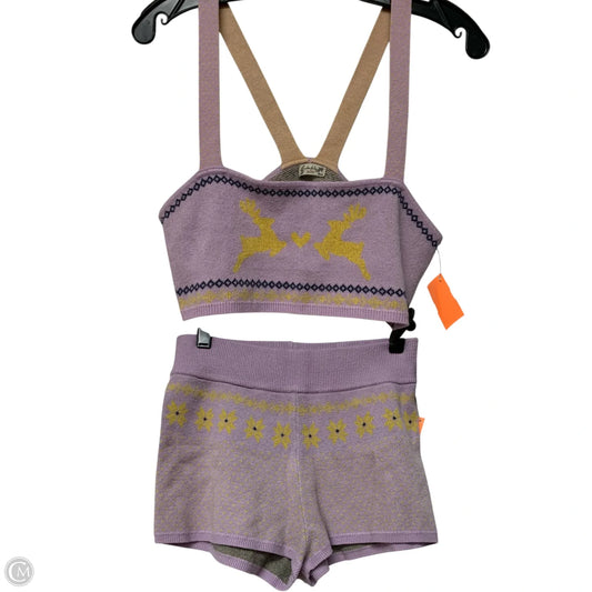 Lounge Set Shorts By Free People In Purple & Yellow, Size: L
