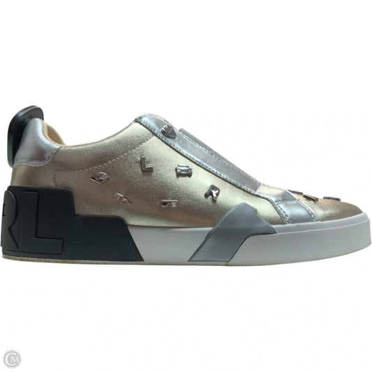 Shoes Designer By Karl Lagerfeld In Gold & Silver, Size: 8